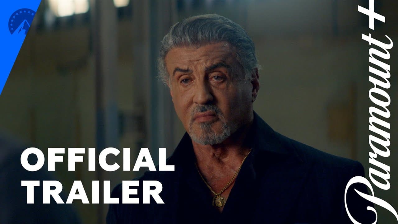 Sylvester Stallone as Dwight Manfredi in the official Tulsa King trailer thumbnail.